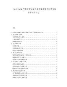 2025-2030汽車后市場配件電商渠道整合運營方案分析研究計劃