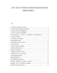 2025-2030汽車零部件市場供需關系演變及發展規劃解讀詳細報告