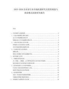 2025-2030企業(yè)家行業(yè)市場機(jī)遇研究及投資規(guī)劃與商業(yè)模式創(chuàng)新研究報告
