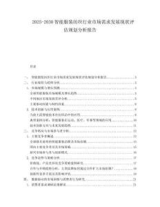 2025-2030智能服裝紡織行業(yè)市場需求發(fā)展現(xiàn)狀評估規(guī)劃分析報告