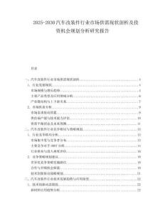 2025-2030汽車改裝件行業(yè)市場供需現(xiàn)狀剖析及投資機(jī)會規(guī)劃分析研究報告