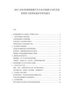 2025-2030歐洲新能源汽車行業市場潛力分析及前景展望與投資機遇評價研究報告