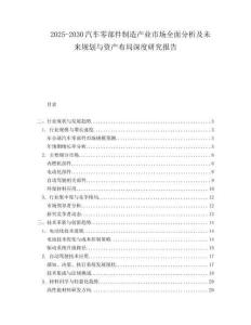 2025-2030汽車零部件制造產(chǎn)業(yè)市場(chǎng)全面分析及未來(lái)規(guī)劃與資產(chǎn)布局深度研究報(bào)告