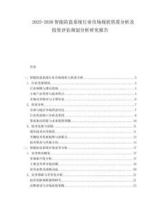 2025-2030智能防盜系統(tǒng)行業(yè)市場(chǎng)現(xiàn)狀供需分析及投資評(píng)估規(guī)劃分析研究報(bào)告