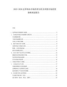 2025-2030皮革制品市場供需分析及利基市場投資策略規劃報告