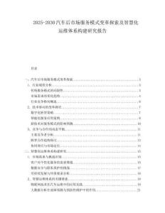 2025-2030汽車后市場服務(wù)模式變革探索及智慧化運維體系構(gòu)建研究報告