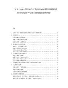 2025-2030中國家電生產制造行業市場深度研討及行業市場競爭與商業投資前景詳細辯護