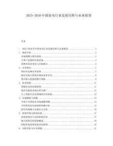 2025-2030中國家電行業發展歷程與未來展望