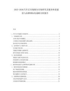 2025-2030汽車后市場細分市場研究及服務(wù)體系建設(shè)與品牌國際化戰(zhàn)略分析報告