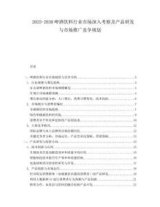 2025-2030啤酒飲料行業市場深入考察及產品研發與市場推廣競爭規劃