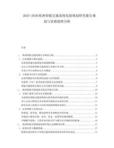 2025-2030歐洲智能交通系統發展規劃研究報告規劃與發展趨勢分析