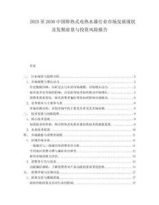 2025至2030中國即熱式電熱水器行業市場發展現狀及發展前景與投資風險報告