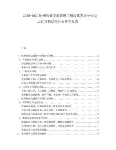 2025-2030歐洲智能交通管理市場現狀發展分析及運營評估結構分析研究報告