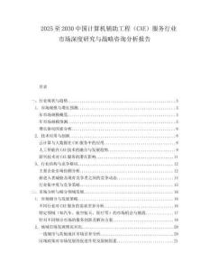 2025至2030中國計算機輔助工程（CAE）服務行業市場深度研究與戰略咨詢分析報告