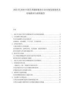 2025至2030中國藝術攝影服務行業市場發展現狀及市場格局與投資報告