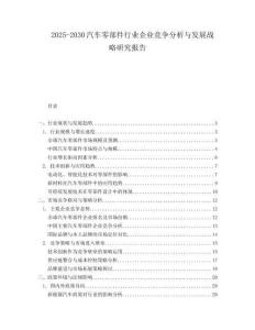 2025-2030汽車零部件行業企業競爭分析與發展戰略研究報告