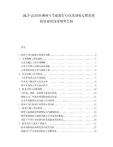 2025-2030歐洲可再生能源行業現狀剖析發展前景投資布局深度研究分析