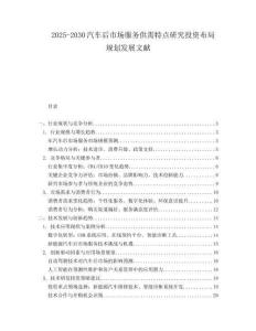 2025-2030汽車后市場服務供需特點研究投資布局規(guī)劃發(fā)展文獻