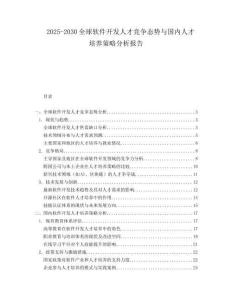 2025-2030全球軟件開發人才競爭態勢與國內人才培養策略分析報告