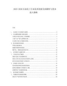 2025-2030石油化工行業(yè)技術創(chuàng)新全面解析與資本進入策略