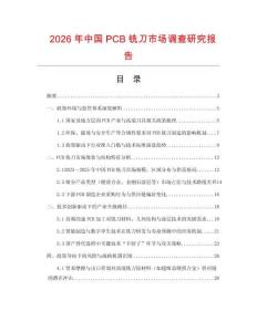 2026年中國PCB銑刀市場調(diào)查研究報告