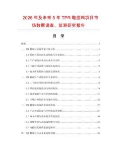 2026年及未來5年TPR鞋底料項目市場數(shù)據(jù)調(diào)查、監(jiān)測研究報告
