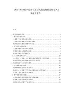 2025-2030數(shù)字經(jīng)濟(jì)框架研究及信息化發(fā)展導(dǎo)入方案研究報(bào)告