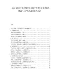 2025-2030手機應用程序市場下載量分析及其盈利模式與用戶粘性改善趨勢探討