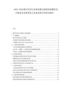 2025-2030數(shù)字經(jīng)濟行業(yè)商業(yè)模式創(chuàng)新深度解析及市場競爭態(tài)勢變化與未來發(fā)展方向研究報告