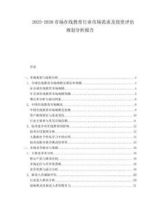 2025-2030市場在線教育行業市場需求及投資評估規劃分析報告
