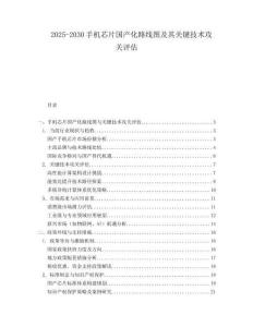 2025-2030手機芯片國產化路線圖及其關鍵技術攻關評估