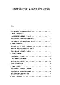 2025城市地下空間開發與新型基建投資分析報告