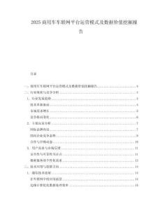 2025商用车车联网平台运营模式及数据价值挖掘报告
