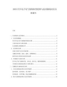 2025汽車電子電氣架構轉型趨勢與技術路線對比分析報告