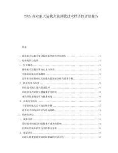 2025商業航天運載火箭回收技術經濟性評估報告