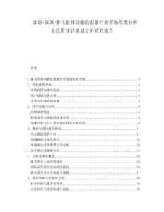 2025-2030索馬里移動(dòng)通信設(shè)備行業(yè)市場(chǎng)供需分析及投資評(píng)估規(guī)劃分析研究報(bào)告