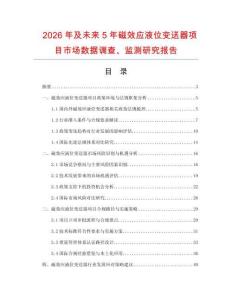 2026年及未來(lái)5年磁效應(yīng)液位變送器項(xiàng)目市場(chǎng)數(shù)據(jù)調(diào)查、監(jiān)測(cè)研究報(bào)告