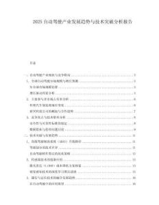 2025自動駕駛產業發展趨勢與技術突破分析報告