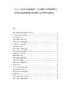 2025-2030蘇里南洛伐斯丁片市場需求供給調研與發展前景投資機會評估規劃方案分析研究報告