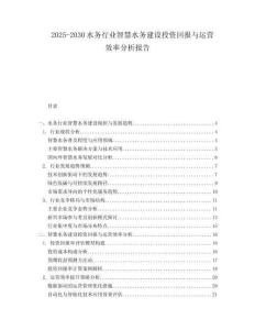 2025-2030水務行業(yè)智慧水務建設(shè)投資回報與運營效率分析報告