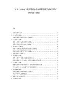 2025-2030水下物理探測考古遺址保護與數字遺產保存技術創新
