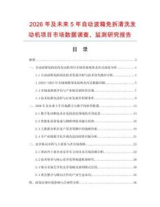 2026年及未來5年自動波箱免拆清洗發動機項目市場數據調查、監測研究報告
