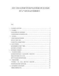2025-2030水資源節約保護技術措施分析及市場前景與產業資本運作策略報告