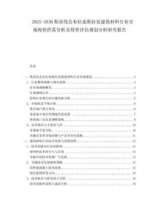2025-2030斯洛伐克布拉迪斯拉發建筑材料行業市場現狀供需分析及投資評估規劃分析研究報告