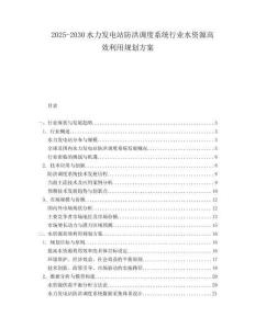 2025-2030水力發(fā)電站防洪調(diào)度系統(tǒng)行業(yè)水資源高效利用規(guī)劃方案