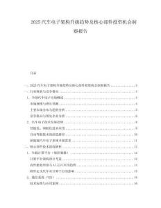 2025汽車電子架構升級趨勢及核心部件投資機會洞察報告