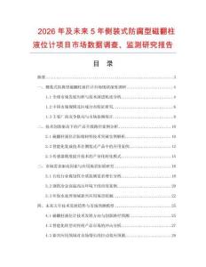 2026年及未來5年側裝式防腐型磁翻柱液位計項目市場數據調查、監測研究報告