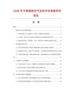 2026年中國超能空氣寶機市場調查研究報告
