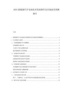 2025新能源汽車(chē)電池技術(shù)發(fā)展路徑及市場(chǎng)前景預(yù)測(cè)報(bào)告