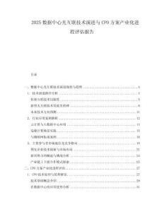 2025數據中心光互聯技術演進與CPO方案產業化進程評估報告